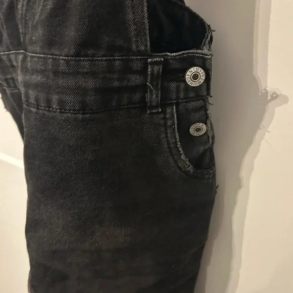 Women's Black Denim Overall Dress - Picture 4 of 7